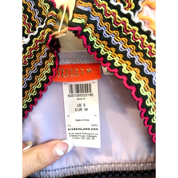 ASOS River Island Lilac Stitch Detail Swimsuit - Picture 9 of 12